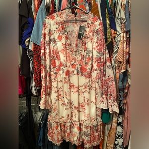 NWT Fashion Nova Pink Floral Long Sleeve Dress